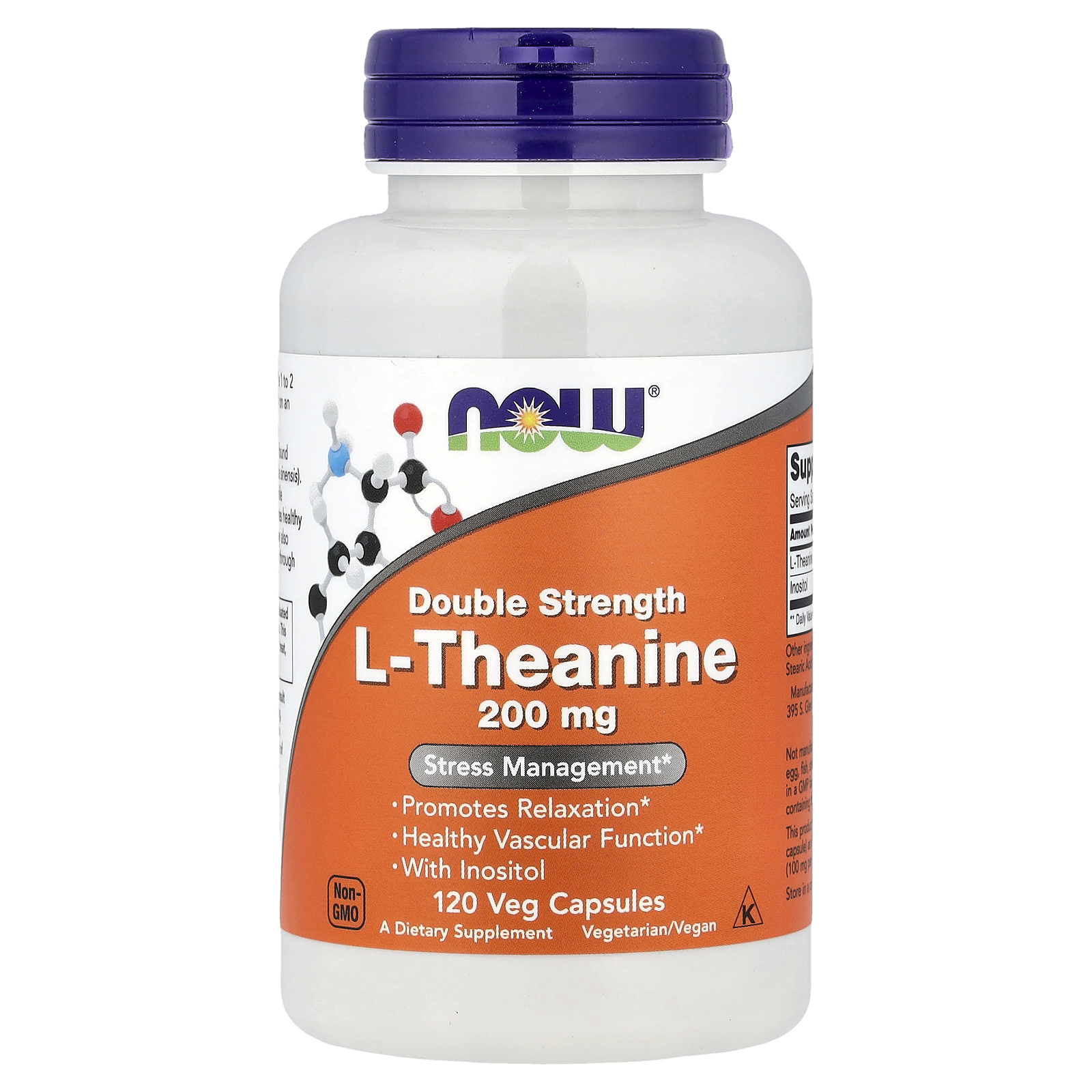 NOW Foods L-teanin 200 mg, 120 kapsula